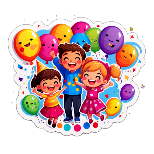 Leikkisä juhlistamisstickeri
