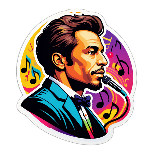 Moderne sticker van Edouard Geffray met muzikale noten