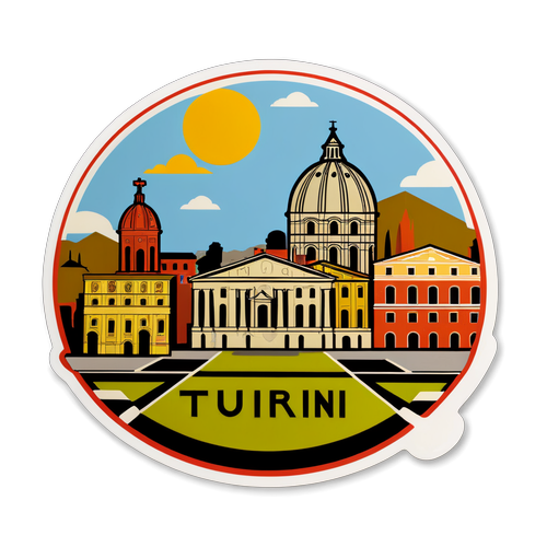 Peisaj urban cu simboluri ale Turinei și Romei
