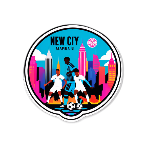 Stylizovaná scéna fotbalového zápasu mezi Inter Miami a New York City