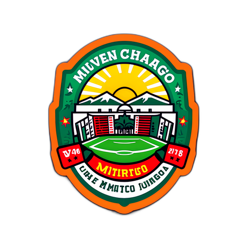Kibandiko chenye mtindo wa zamani kwa mechi ya Nueva Chicago dhidi ya Mitre Santiago