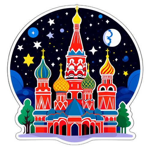 फैंटेसी-थीम वाला स्टिकर: सेंट बेसिल का कैथेड्रल