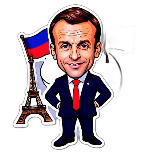 Farverig klistermærke af Emmanuel Macron