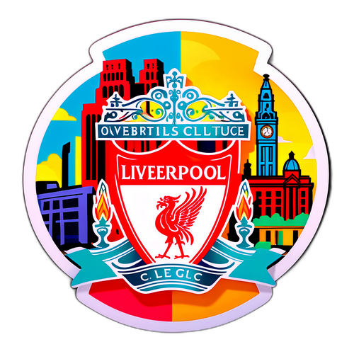 Isang Stilong Disenyo ng Logo ng Liverpool sa Makulay na Background