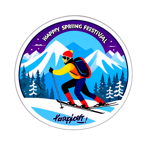 滑雪的冬季场景