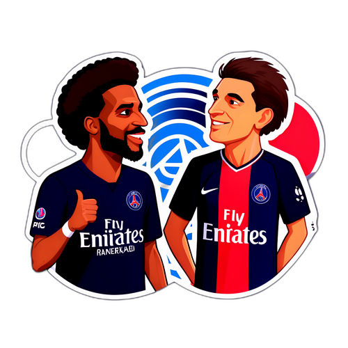 Наклейка с персонажами PSG и Интер на тему победы