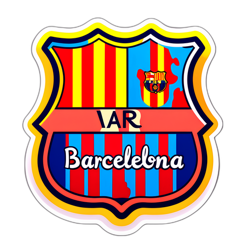 Logo nghệ thuật phong cách Barcelona với slogan "Chúng tôi là Barcelona!"