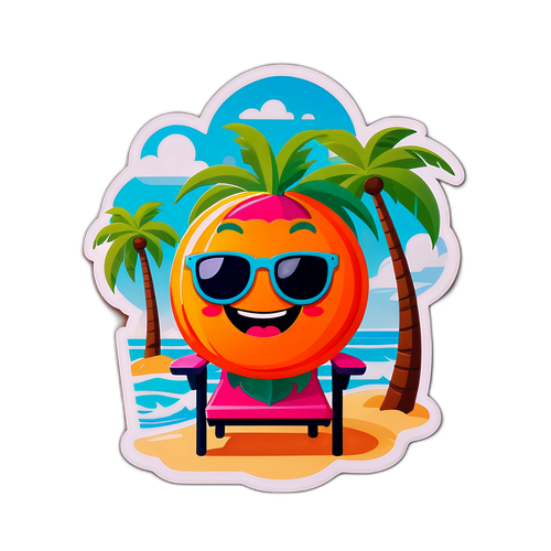 Charmig tangerinsticker med soligt tema