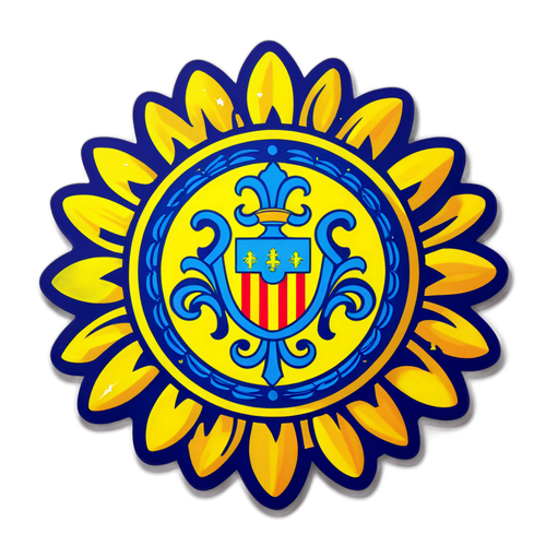 Desain Stiker Logo Villarreal CF dengan Elemen Matahari dan Budaya Spanyol