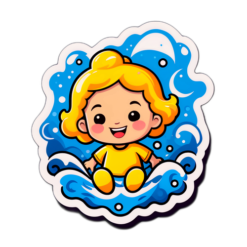 Neşeli Aquarious Karton Kişi Stickerı