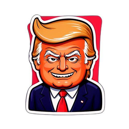 Sticker van Donald Trump in cartoonstijl