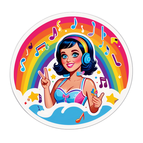 Festlig Katy Perry med Regnbuer og Musiknoter