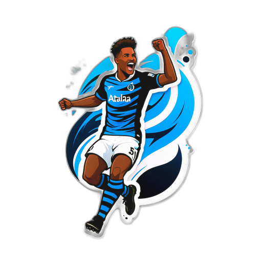 Diseño dinámico de un jugador de Atalanta celebrando un gol