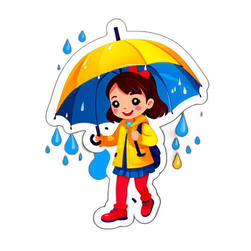 Gái đi bộ dưới mưa với ô