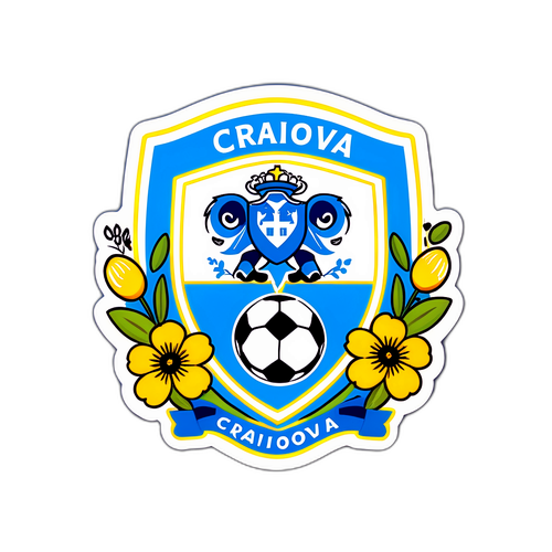 Autocolant cu fotbal în culorile echipei FC Craiova