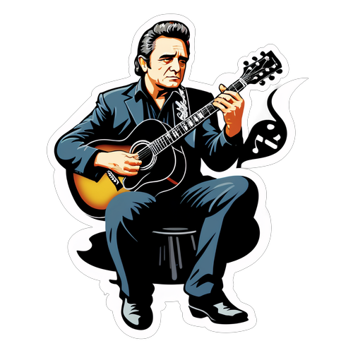 Johnny Cash: En Legende i Live Præstation! Oplev Stemningen af Musik med Denne Smukke Illustration