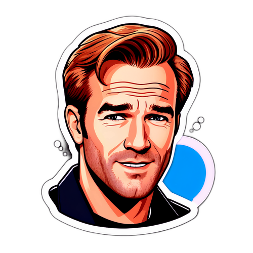 Наліпка з Джеймсом Ван Дер Бікком у його знаменитій ролі з телевізійного шоу з кумедними цитатами