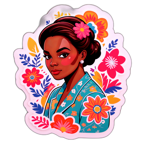 Stijlvolle sticker met Clara Cleymans in een chique pose