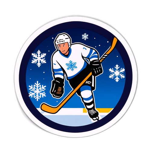 Vinter och Ishockey Klistermärke