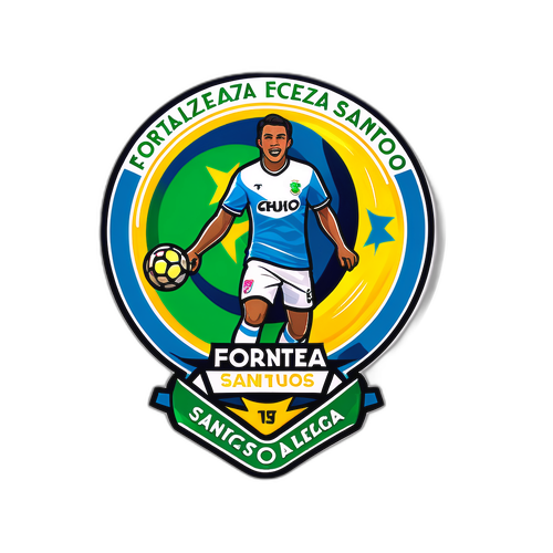 Dynamisches Stickerdesign für das Fußballspiel Fortaleza gegen Santos