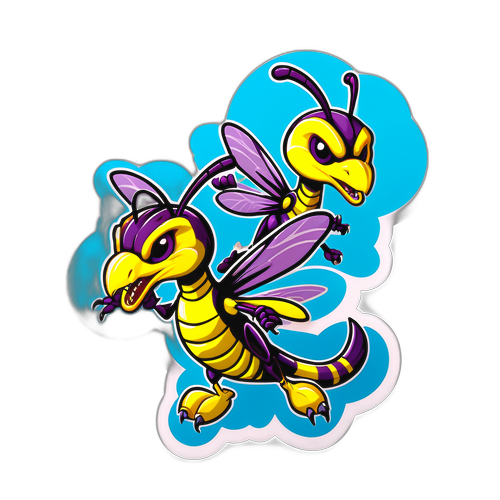 Playful Hornets vs Raptors Sticker