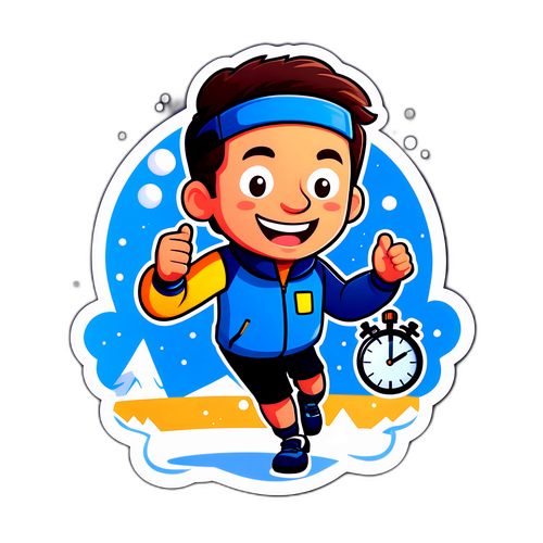 Стикер «Веселый тренер с секундомером»