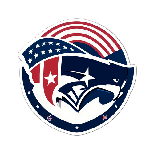 Kreatives Design eines Fußballs mit dem Logo der New England Patriots, umgeben von patriotischen Symbolen