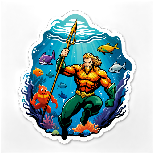 Adesivo di Aquaman con Creature Marine