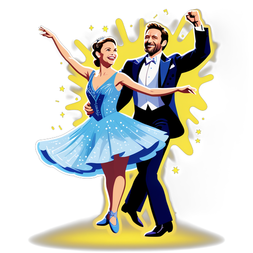 Vild sticker af Sutton Foster og Hugh Jackman danser på scenen