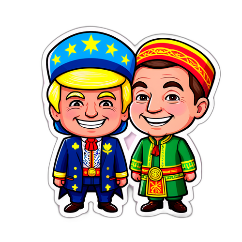Trump și Zelensky în costume tradiționale