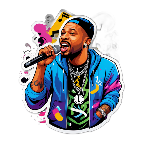 Un adesivo vibrante di Luchè in azione