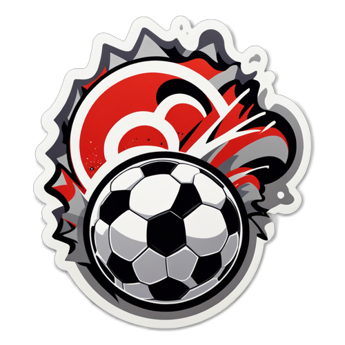 Sticker ilustrativo de una pelota de fútbol con efecto de movimiento