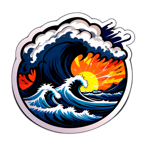 Krachtige sticker van een storm