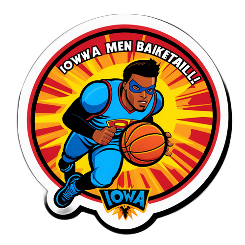 Superhero Basketball Sticker: Iowa Men's Basketball - Rise Above!