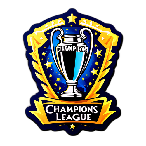 Trofi Liga Champions UEFA dengan Latar Malam Bertabur Bintang