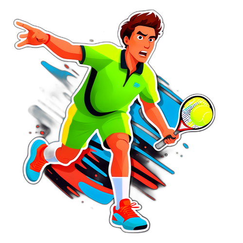 Stiker Ben Shelton di Lapangan Tenis