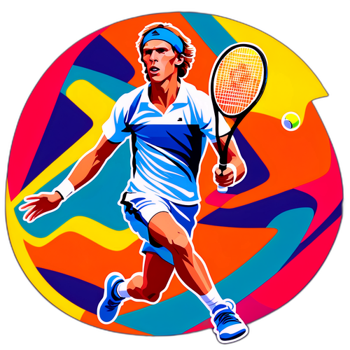 Rublev teniszjátékos energikus mozdulatban