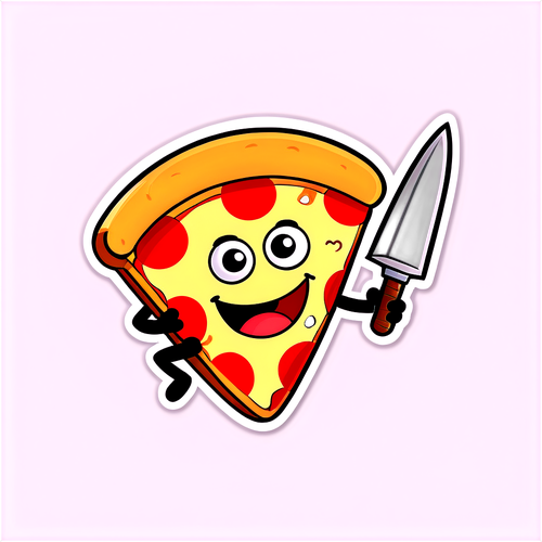Animated Pizza Slice with Pepperoni Shield and Cheese Sword