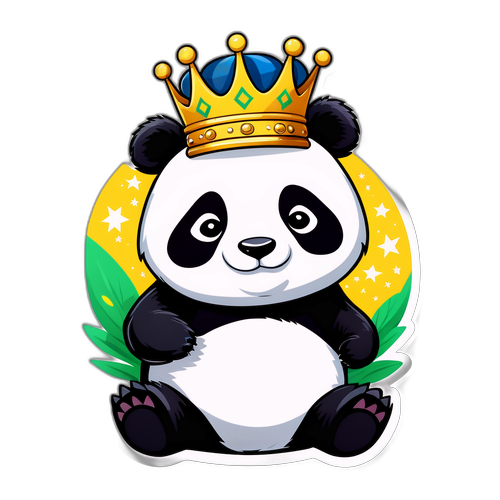 Смешной панда с короной