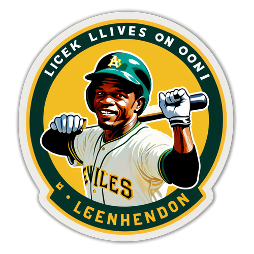 Vintage-Style Sticker of Rickey Henderson