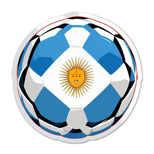 Sticker de balón de fútbol con el escudo de la selección nacional Sub-20 de Argentina rodeado de banderas