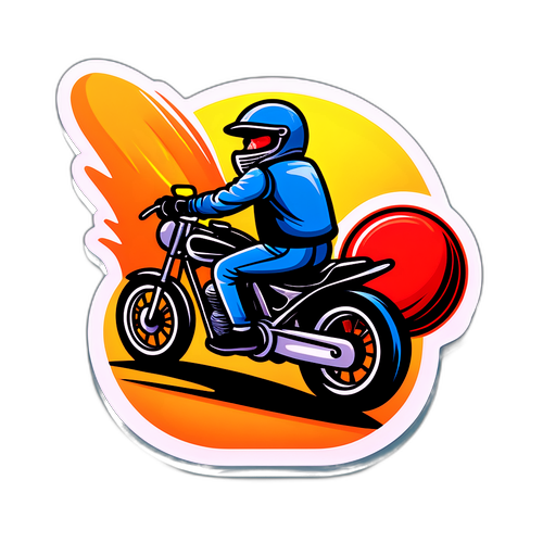 मोटरसाइकिल और क्रिकेट बॉल का मजेदार स्टिकर