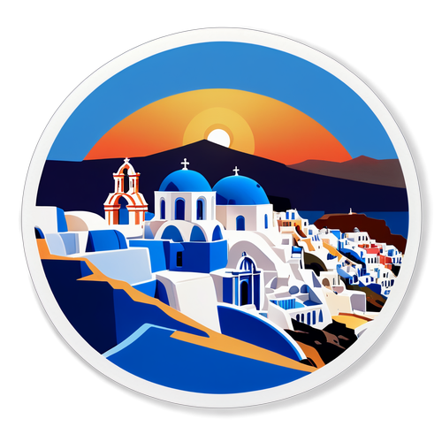 Minimalist Santorini Skyline