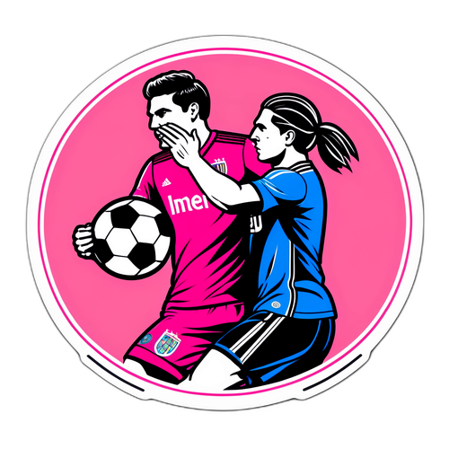 サッカーの激しいプレイを描いたステッカー
