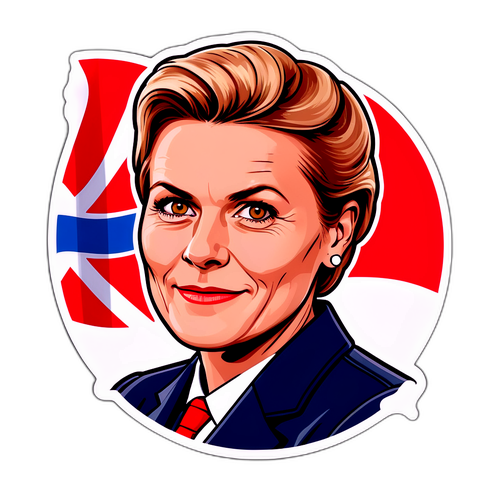 Illustration af Mette Frederiksen med danske symboler