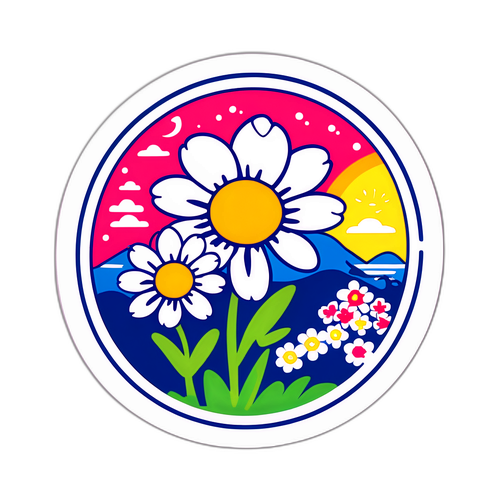 鹿児島県リレーマラソンの花々ステッカー