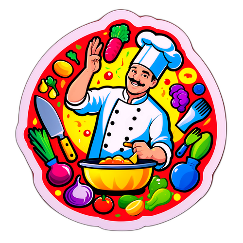 שף דמיוני בסביבה צבעונית