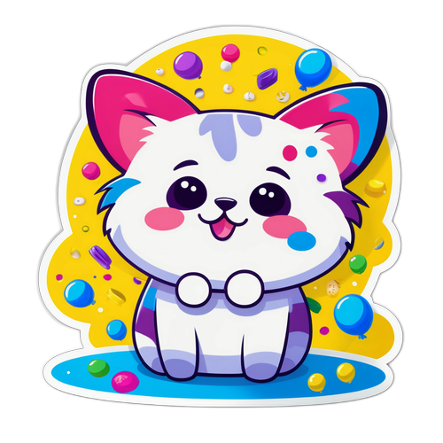 Karakter Kucing Lucu dengan Papan 'ini'