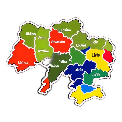 Наклейка із картою України, з акцентом на Львів
