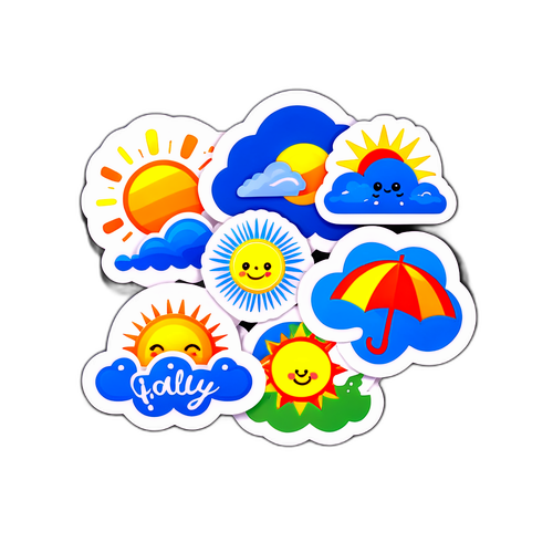가족과 함께하는 즐거운 날씨 스티커